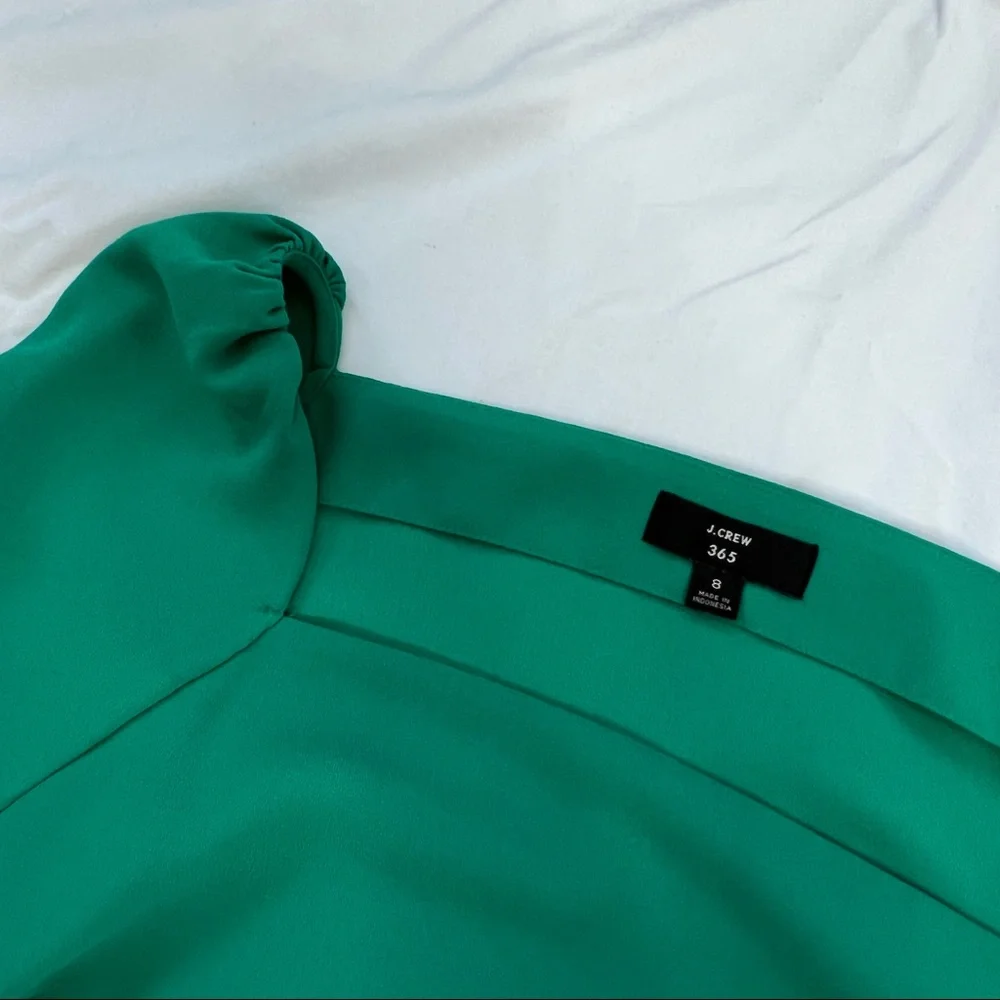 J. Crew Teal Puff Sleeve Blouse